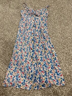 Mimi Chica White Floral Dress with Blue, Red and Yellow Flowers M